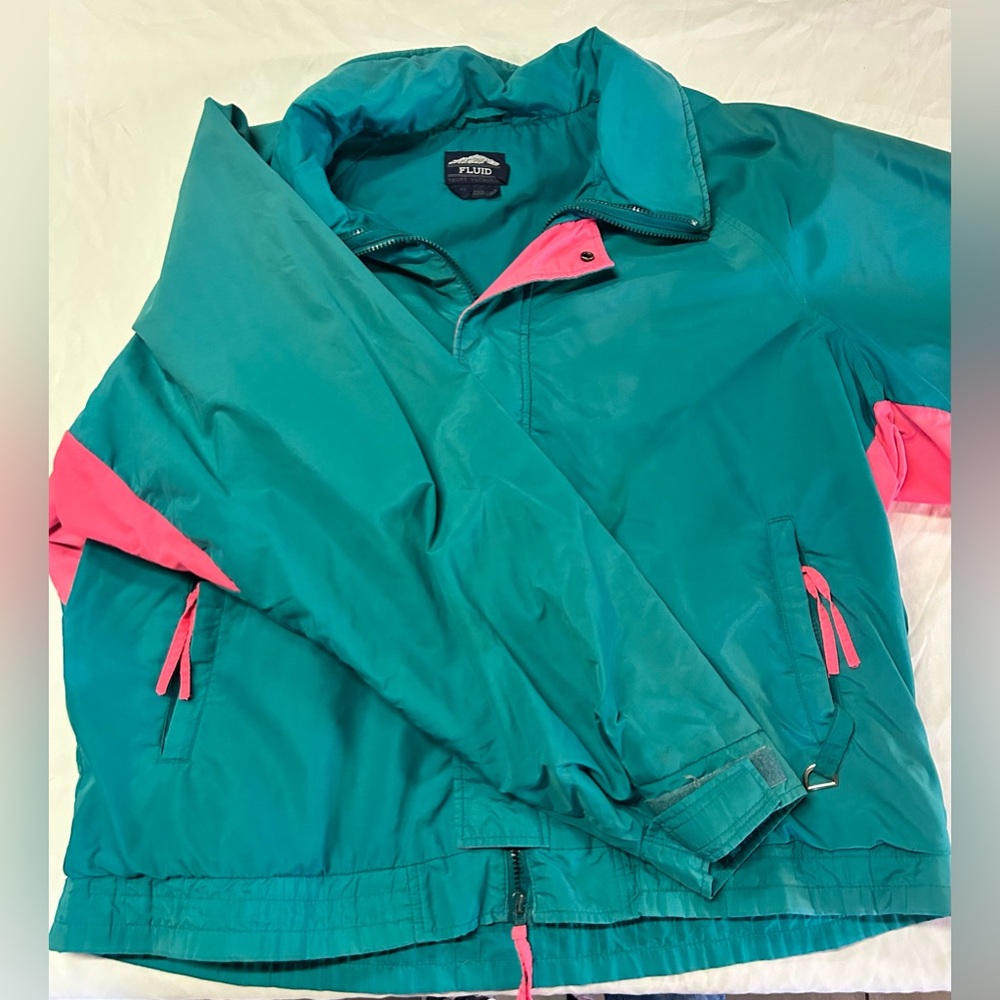 Vtg 80s Fluid Sport Lightweight Jacket Coat Green Mens Extra Large Rare